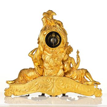 A Napoleon III ormolu mantel clock.
