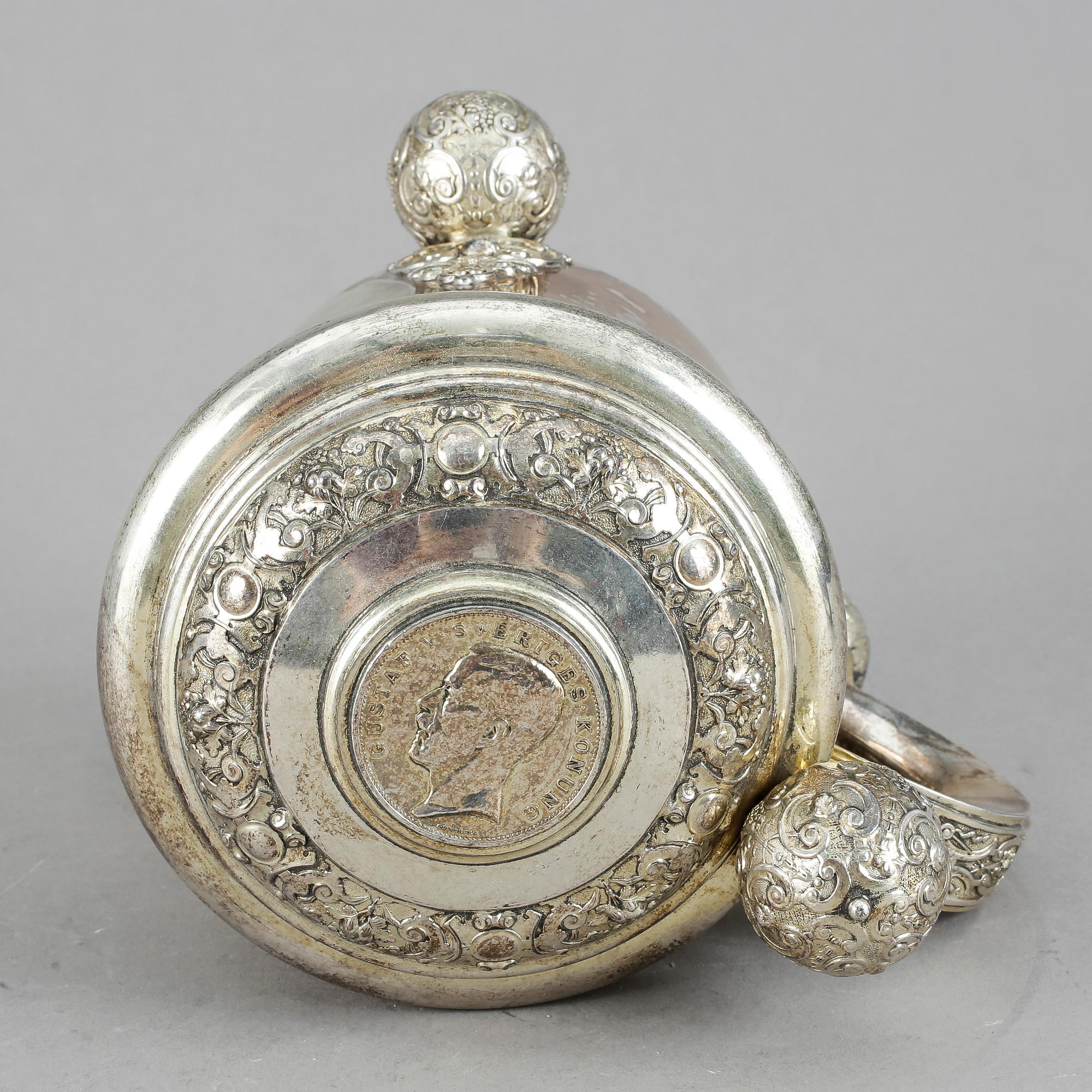 DRYCKESKANNA, silver, barockstil, GAB, Stockholm 1935. Vikt ca 650 gram.