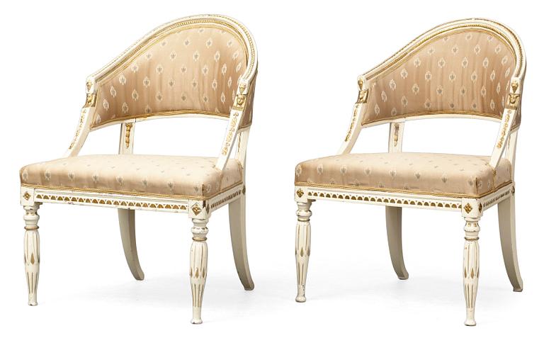 A pair of late Gustavian armchairs.