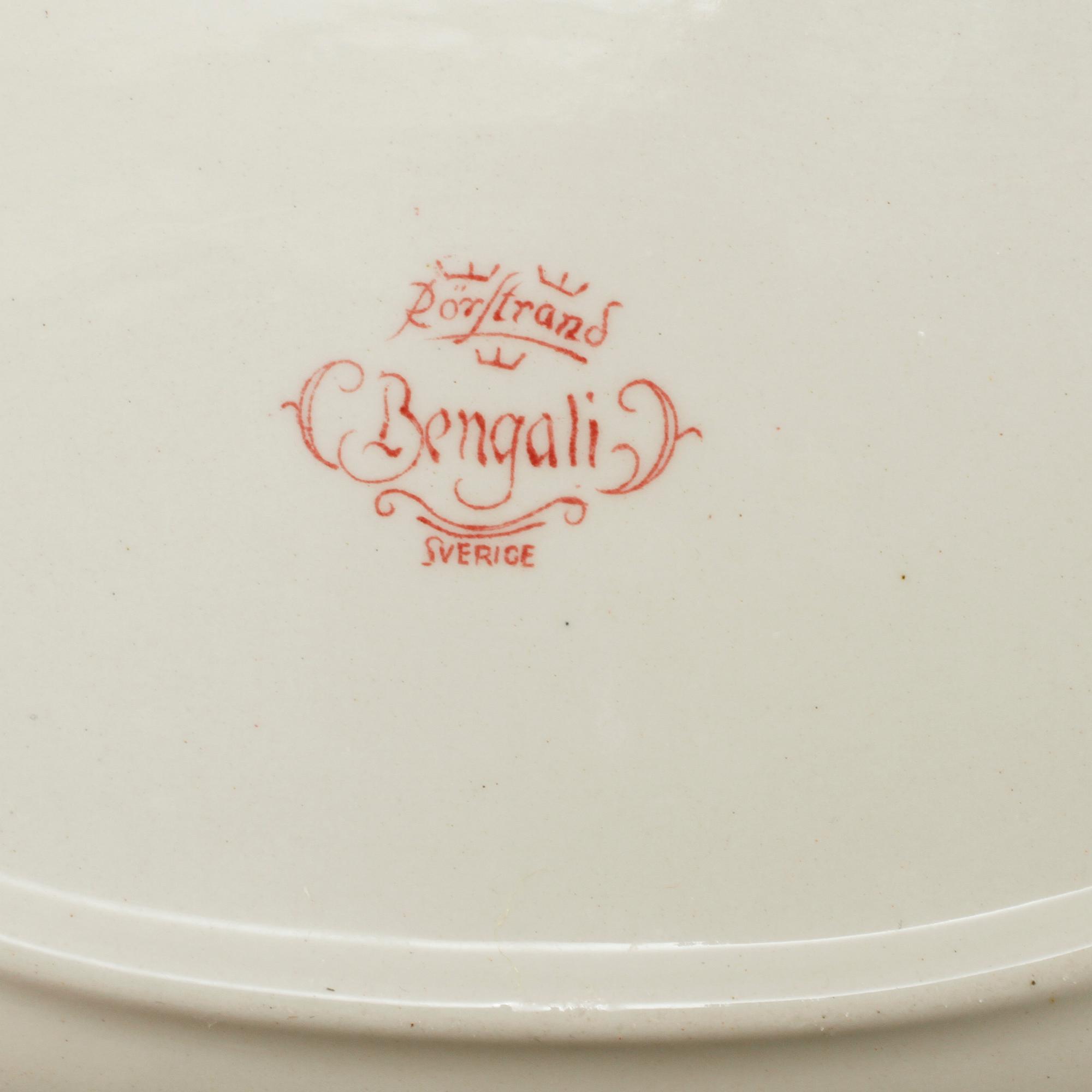 SERVISDELAR, 30 st, flintgods, "Bengali", Rörstrand, 1948-1956.