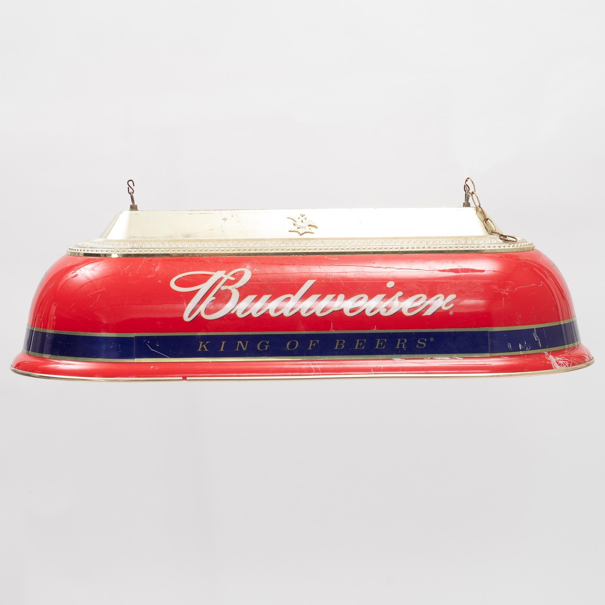 Ceiling lamp, marked Budweiser, late 20th century.