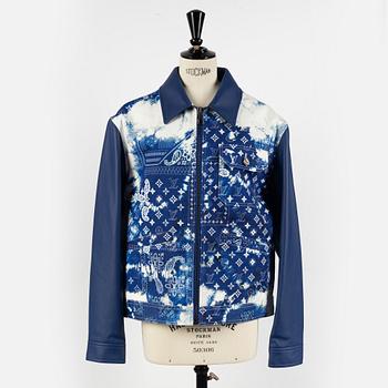 Louis Vuitton, jacka, "Monogram Bandana Mix Leather Denim Jacket", 2022 collection by Virgil Abloh, storlek 46.