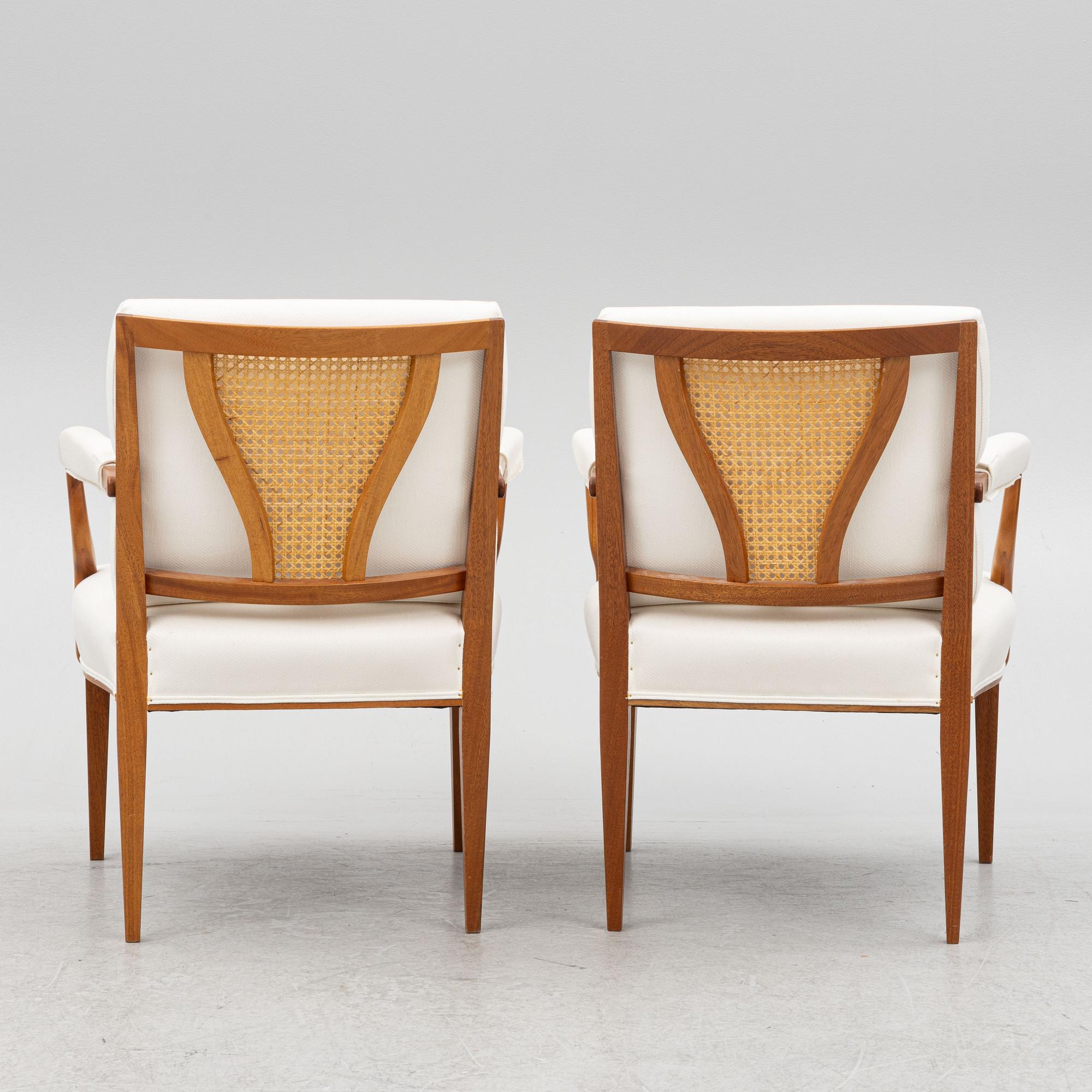 Josef Frank, a pair of armchairs, model 969, Svenskt Tenn.