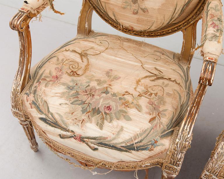 KARMSTOLAR, 1 par, Louis Seize, 1800-talets andra hälft.
