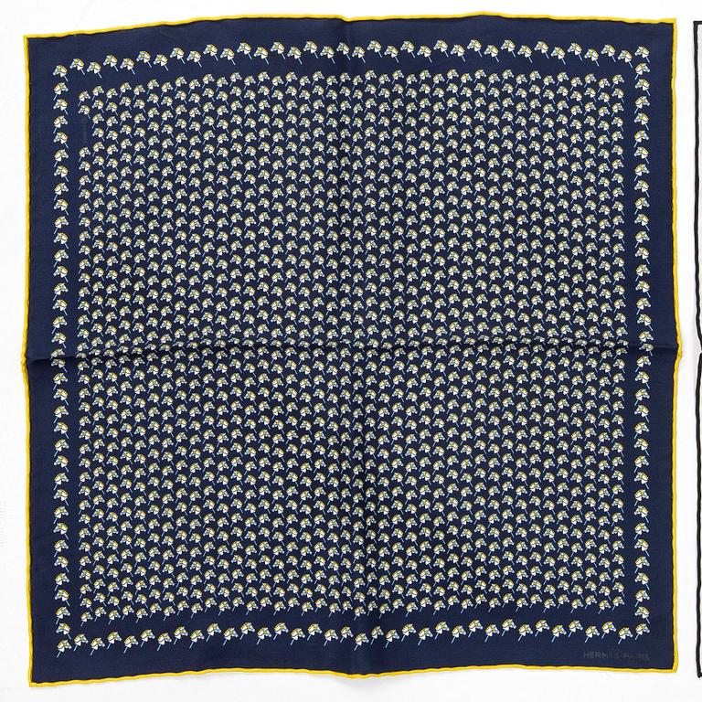 HERMÈS, two pochette/gavroche scarves.