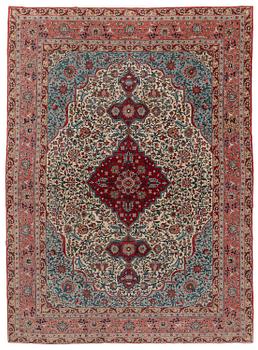 398. A semi-antique Qum carpet. Central Persia, c. 345 x 258 cm.