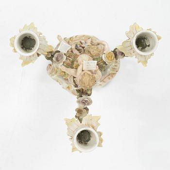 A pair of candelabra,  Meissen and Volkstedt, 19th–20th century.