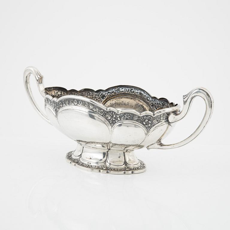 A silver jardiniere and a box,  including mark of Johan Petter Lund, Kristianstad (active 1795-1808).