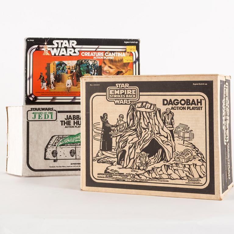 STAR WARS, 3 stycken playsets i kartonger, 1970/80-tal.