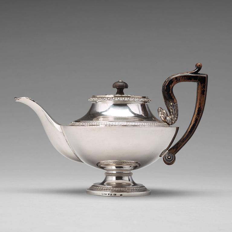 A Swedish early 19th century silver tea-pot, mark of Adolf Zethelius, Stockholm 1816.