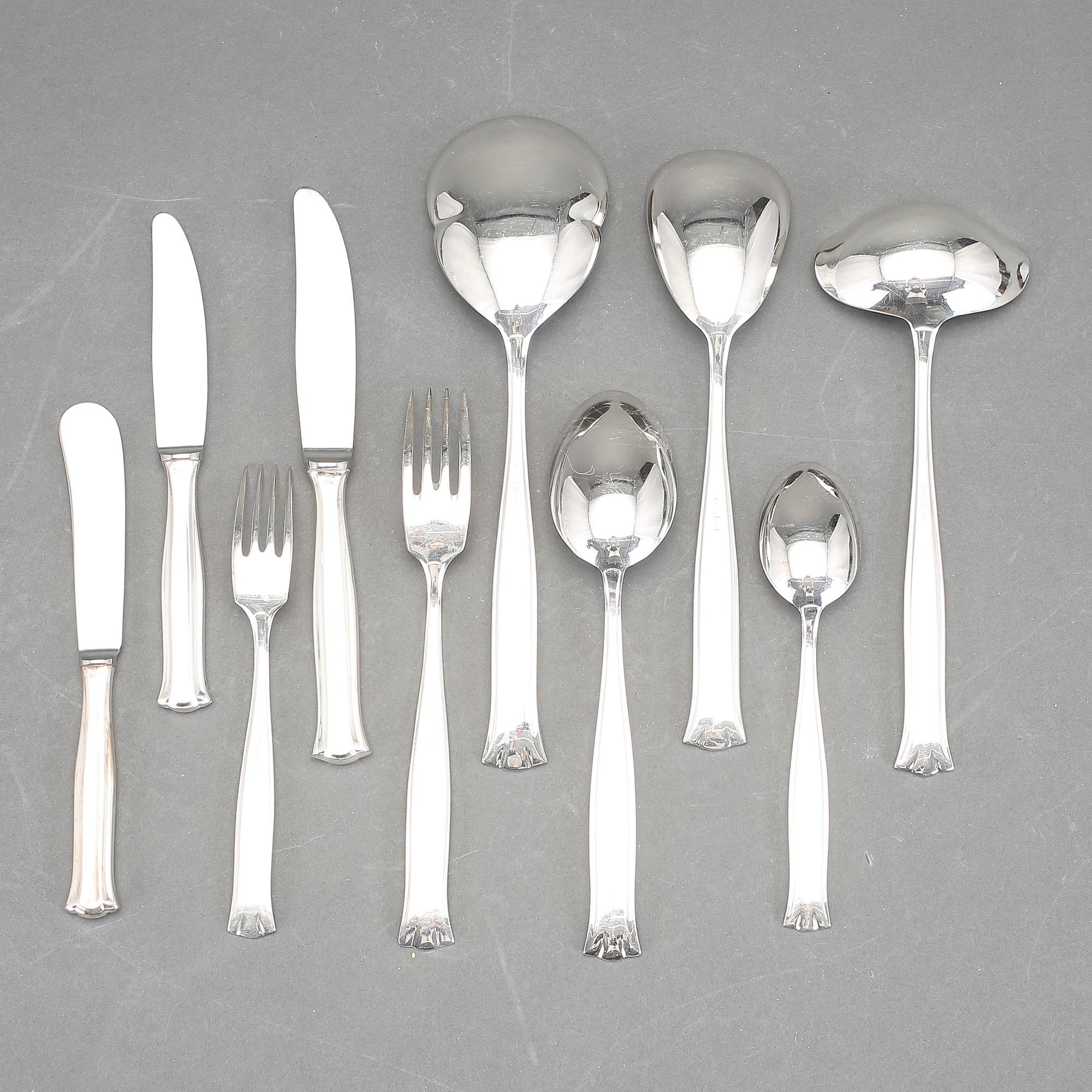 BESTICKUPPSÄTTNING, 77 delar, silver, MGAB, Lidköping, ca 1973-74. Vikt ca 3000 gram.