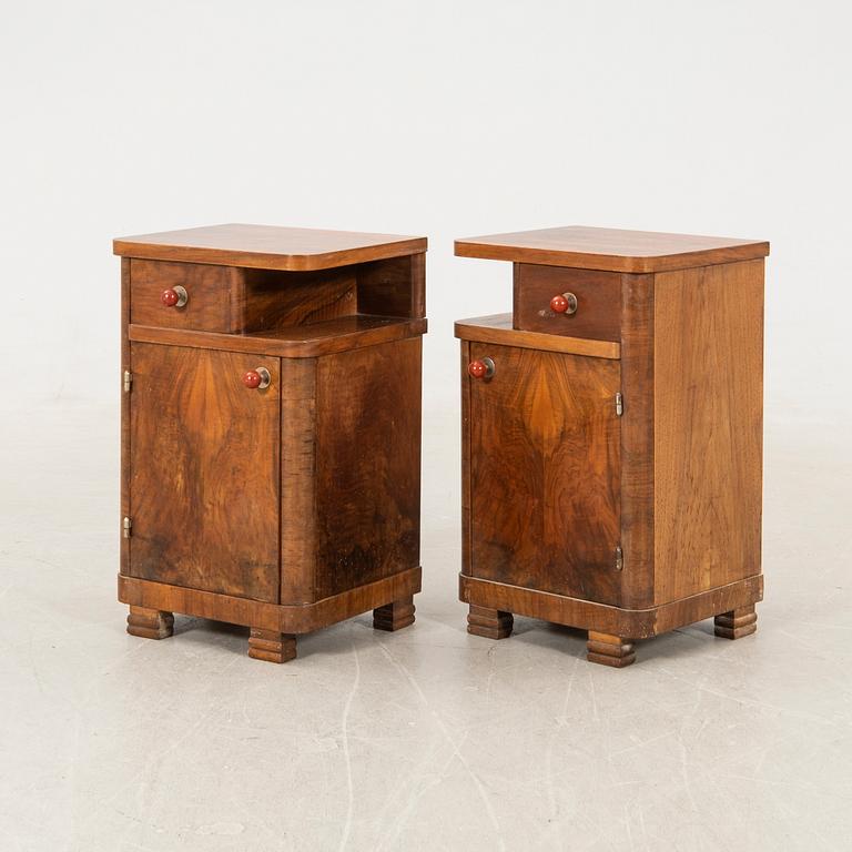 Bedside tables, a pair, Art Deco, first half of the 20th century.
