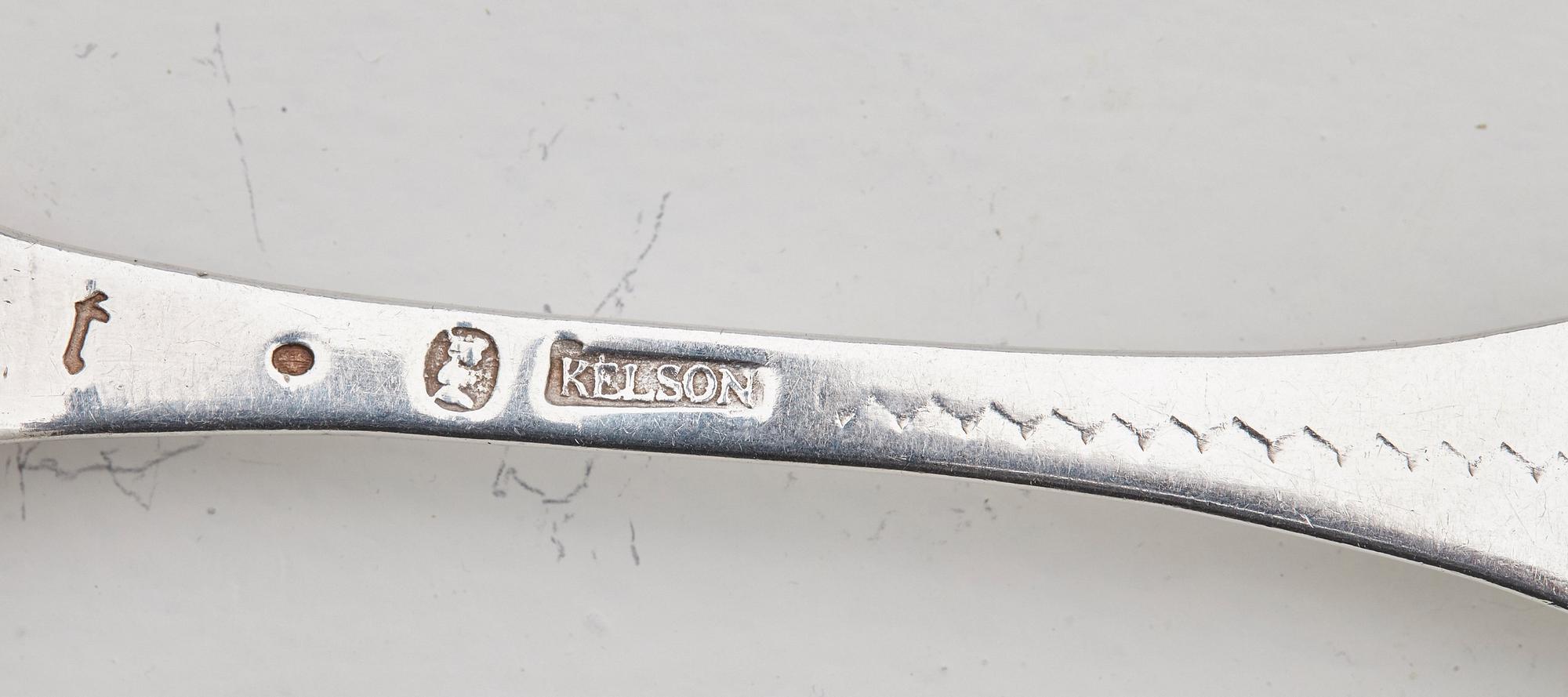 A set of six Swedish 18th century silver dinner-forks, mark of Kilian Kelson, Stockholm 1752-1754.