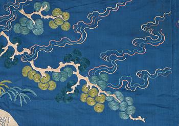 A group of Chinese silk embroideries, Qing dynasty, circa 1900.