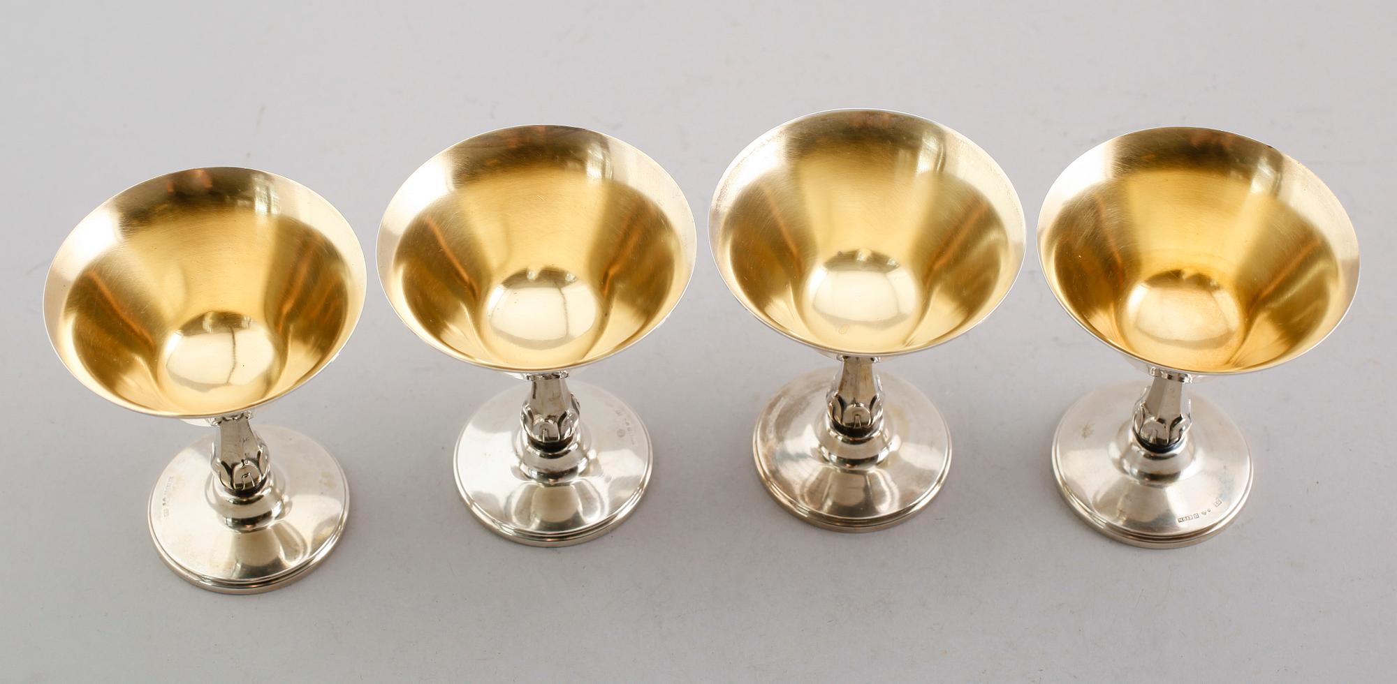 COCKTAILGLAS, 12 st, silver, MGAB, Uppsala 1969. Vikt ca 709 gram.