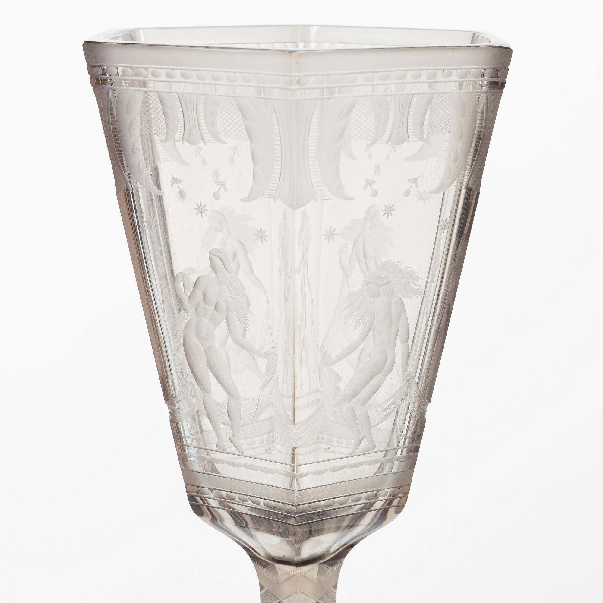 Simon Gate, Vase, "Six Graces", Orrefors, 1925.