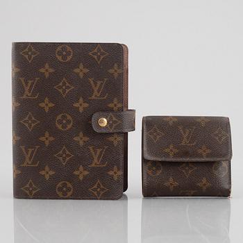 Louis Vuitton, wallet and calendar.