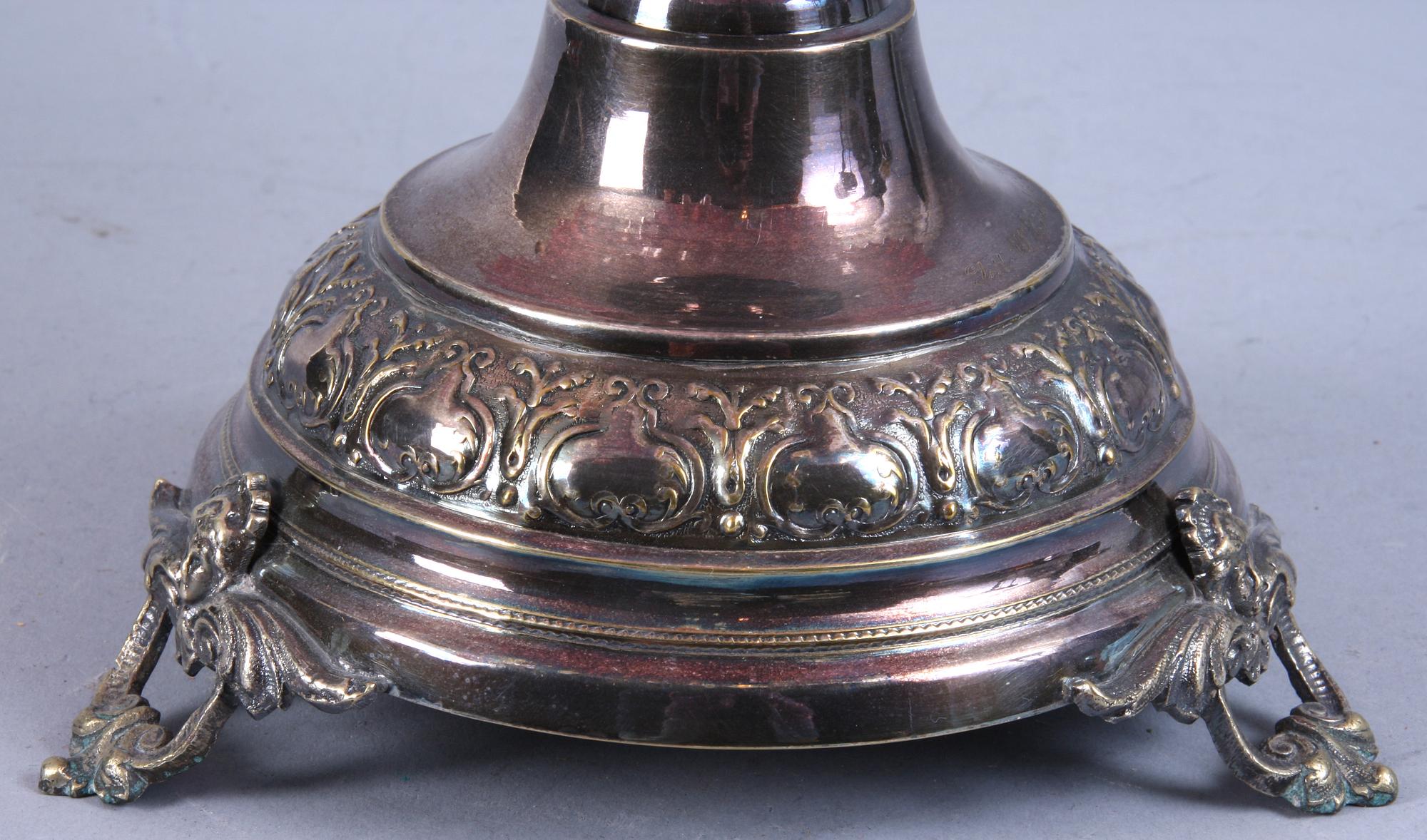 UPPSATSSKÅL, glas samt nysilver, 1800-talets andra hälft.