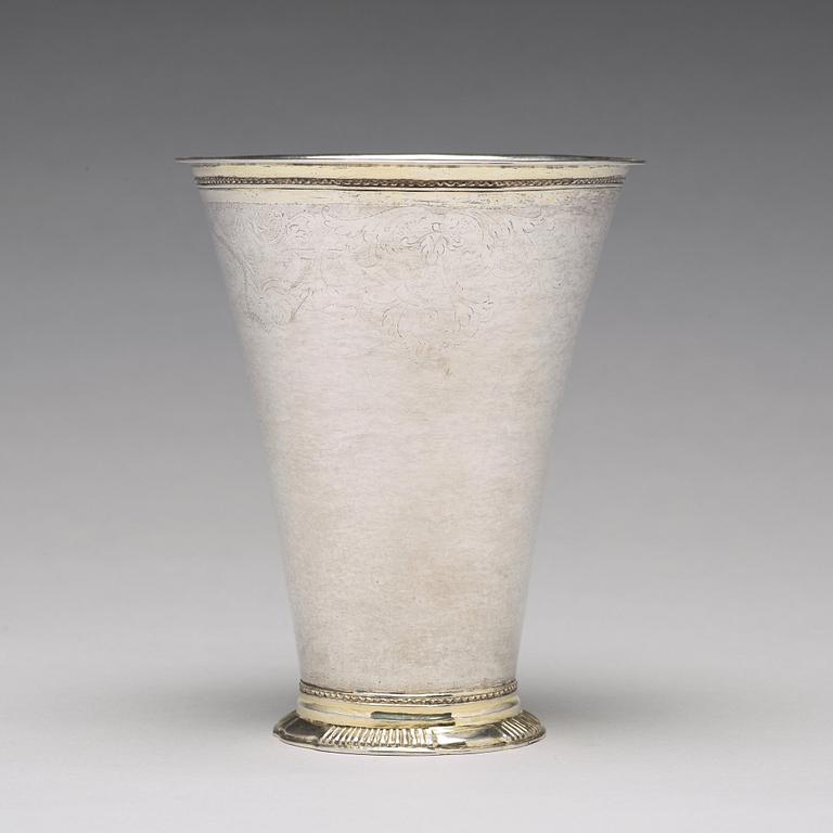 A Swedish 18th century parcel-gilt silver beaker, mark of Christoffer Wasserman, Lindesberg (1734-1770).