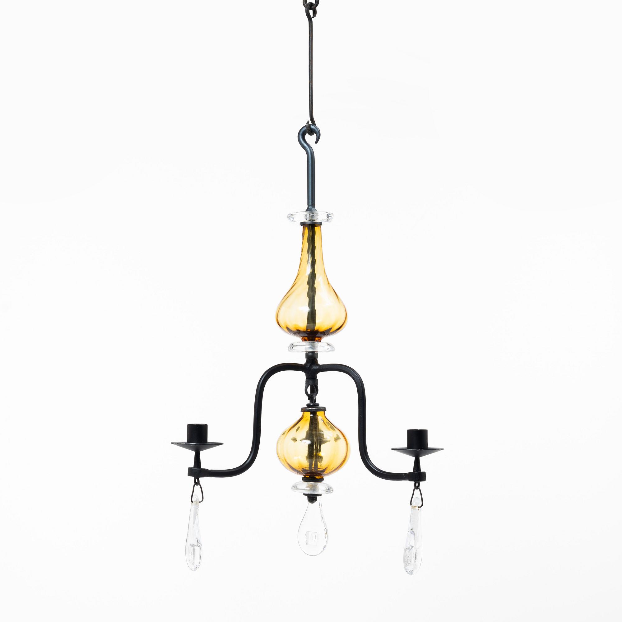 Erik Höglund, a chandelier and a candlestick, Boda Smide.