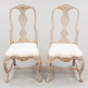 Chairs, a pair, late Baroque, Western Sweden, second half of the 18th Century.