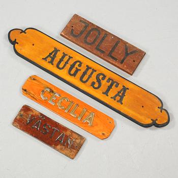 Four ship signs, 20th century.