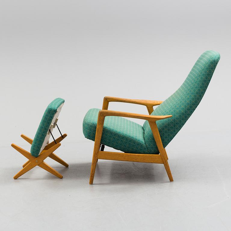 A 1960s Alf Svensson "Contour" armchair and stool.