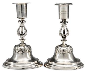 114. A pair of Swedish 19th cent silver candlesticks, marks of Adam Tillström, Växjö 1828.