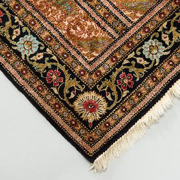 A runner, Ghom, silk. Approx. 100 x 425 cm.