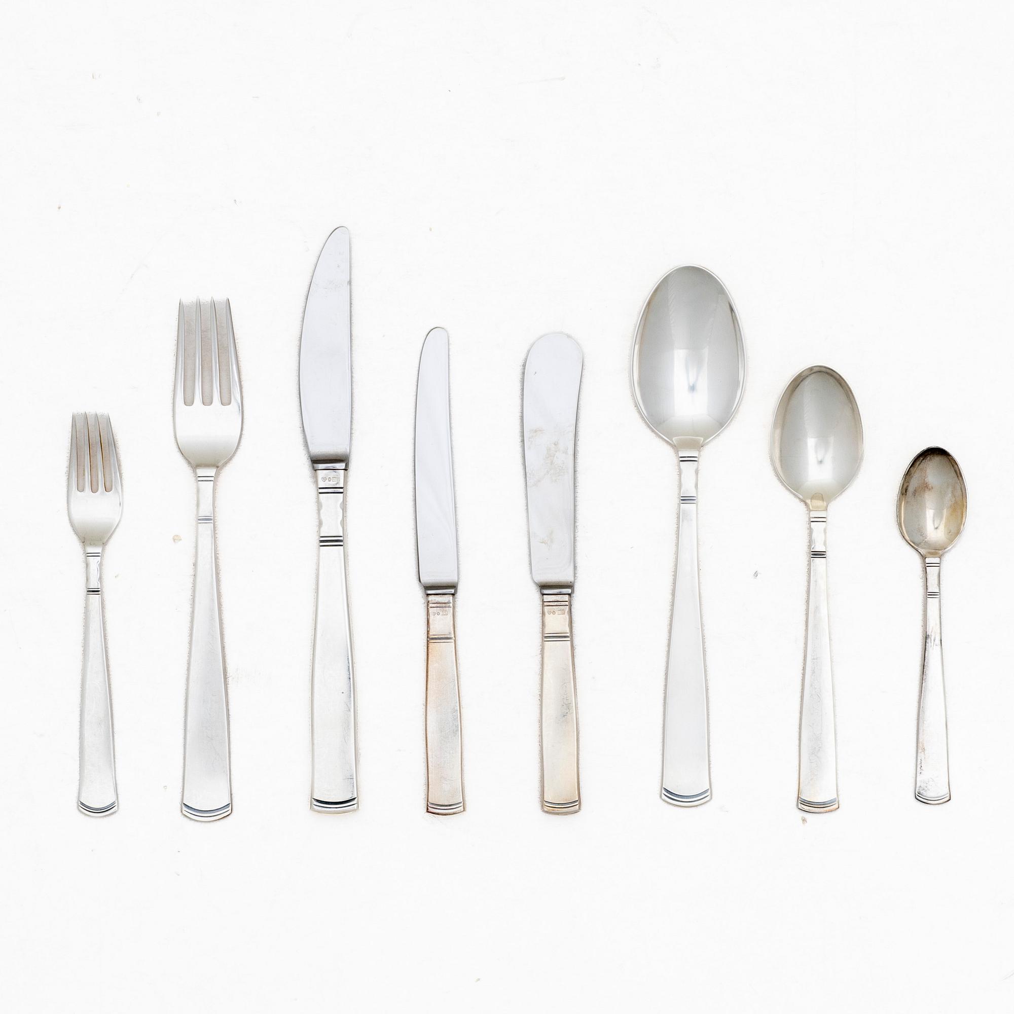 Jacob Ängman, besticksuppsättning, 88 delar, silver, "Rosenholm", GAB, Eskilstuna & Stockholm, 1967-73.