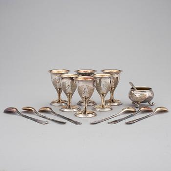 ÄGGSERVIS, nysilver, Otto Lindberg, Stockholm, 1900-talets början.