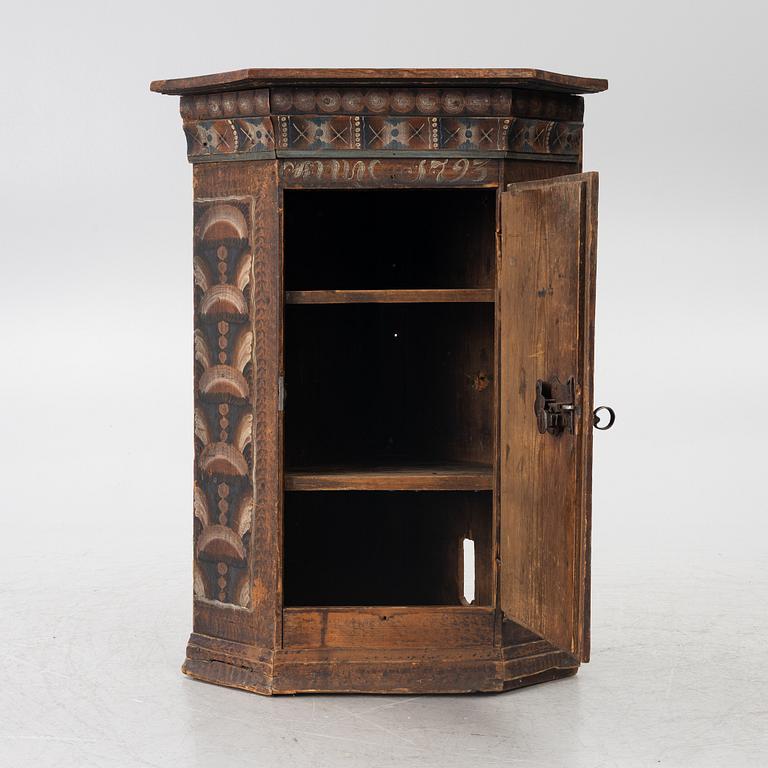 Corner cabinet, folk art, dated 1795.
