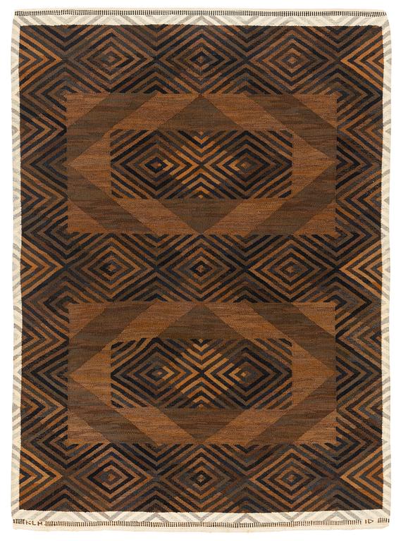 Ingrid Dessau, a carpet, "Kreta"  flat weave, ca 248 x 180 cm, signed KLH ID.