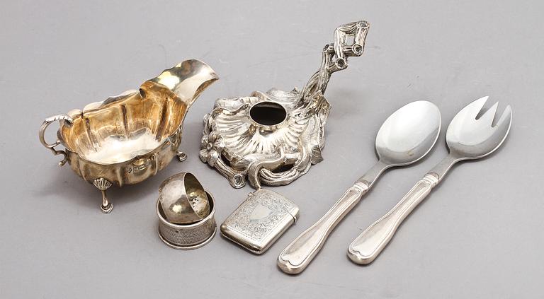 PARTI SILVER, 7 st, 1800/1900-tal. Vikt 395 g.