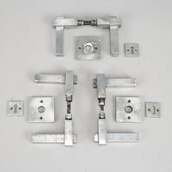 Three pairs of chrome door handles, 1930's.