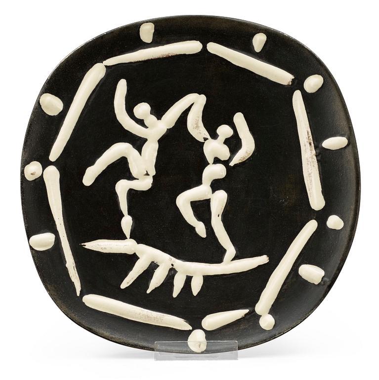 PABLO PICASSO, fat, "Deux danseurs", Madoura, Vallauris, Frankrike 1956.