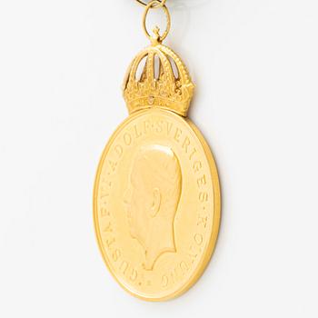 Medalj, 18K guld, Kungliga Patriotiska Sällskapet 1954.