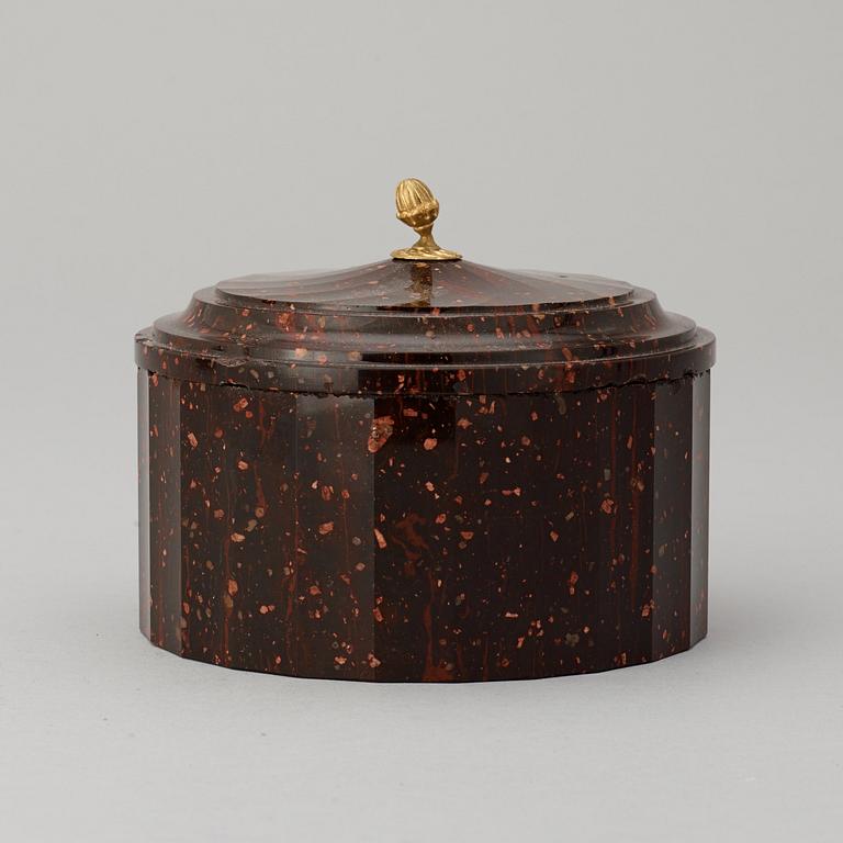 A Swedish Empire 19th century porphyry butter box.