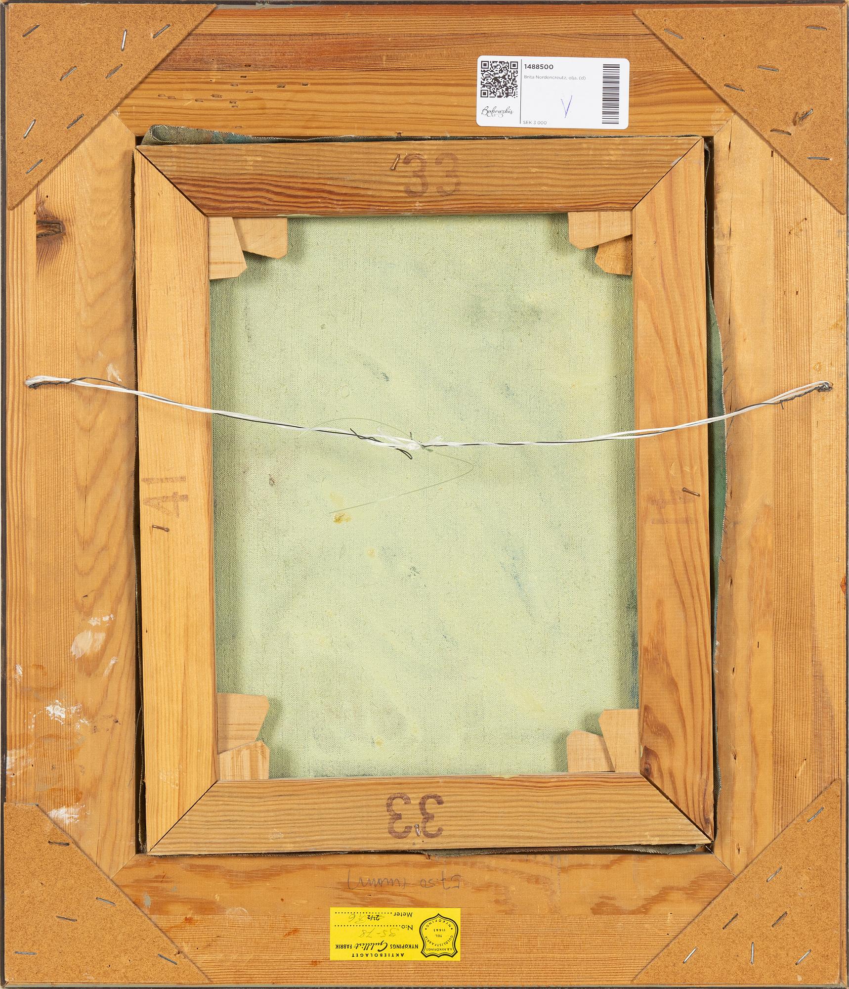 Brita Nordencreutz, oil on canvas, signed and dated -74 (?).