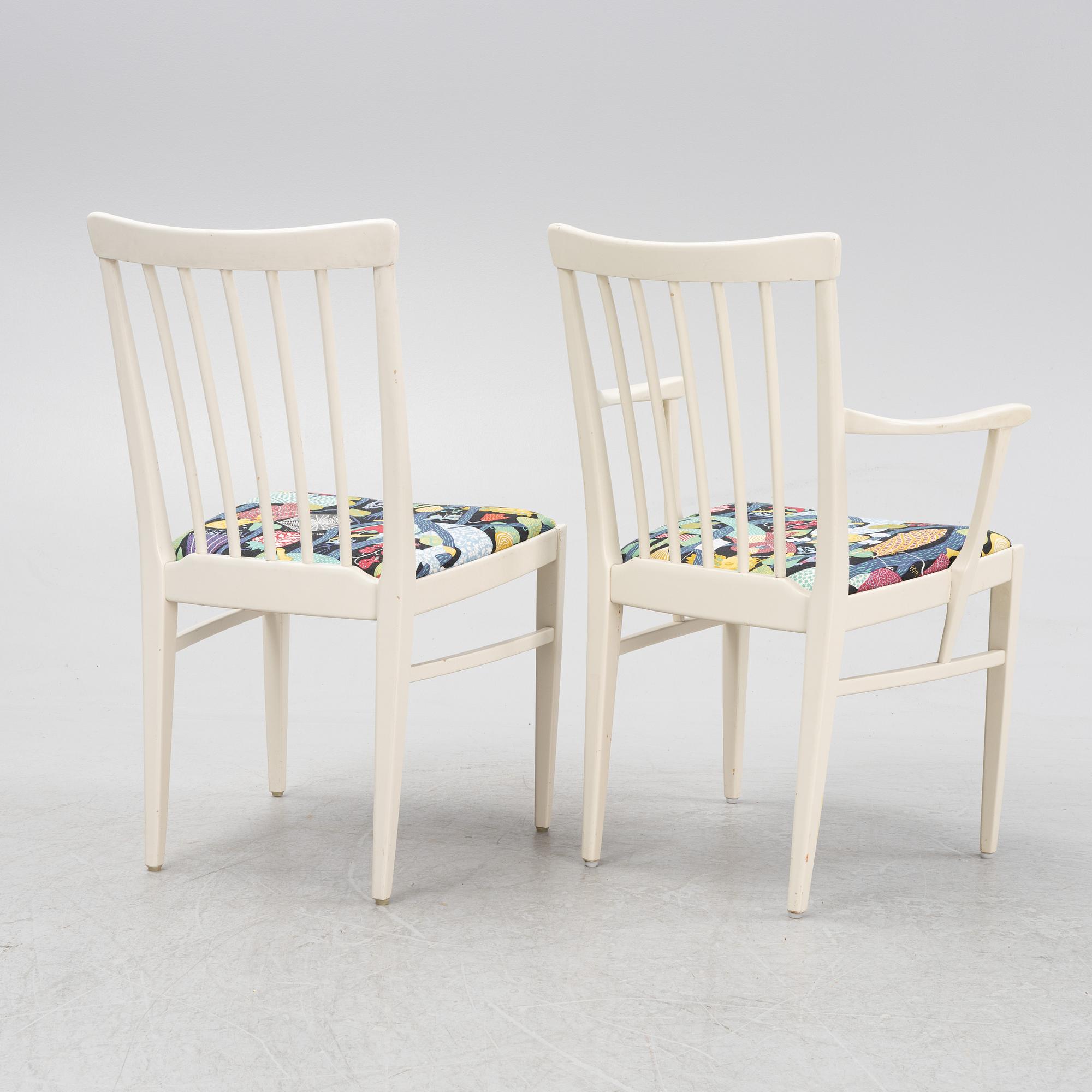 Carl Malmsten, a 'Herrgården' dining table and six chairs, Bodafors.