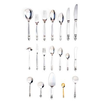 443. Johan Rohde, a set of 95 pieces of 'Konge/Acorn' sterling silver and stainless steel flatware, Georg Jensen, Copenhagen, post 1945.