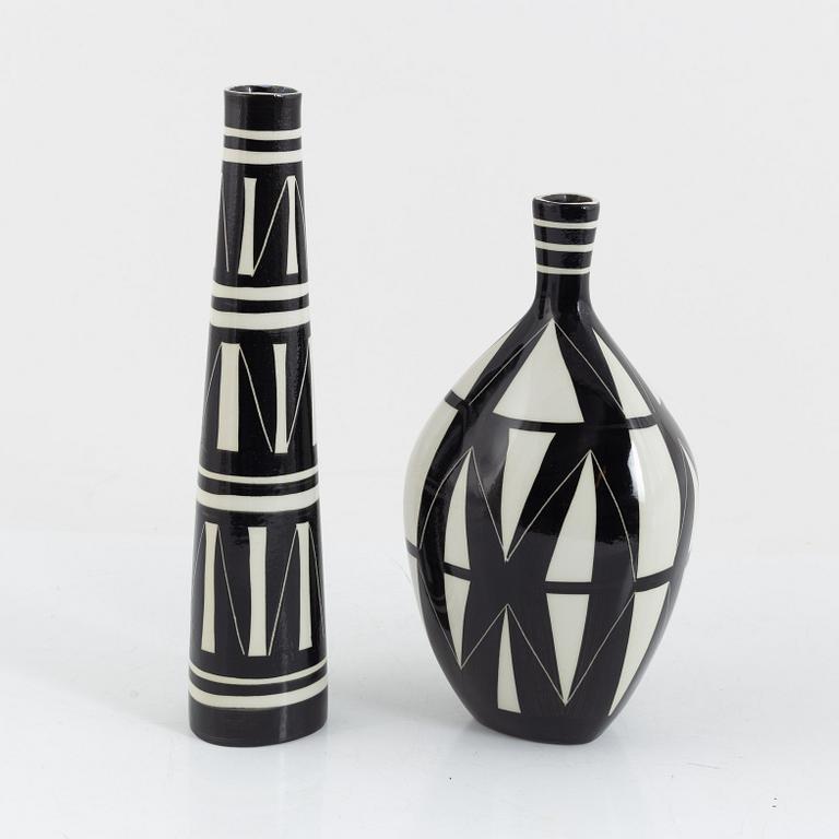 Karin Björquist, vases, 2 pcs, "Diagonal", Gustavsberg studio.