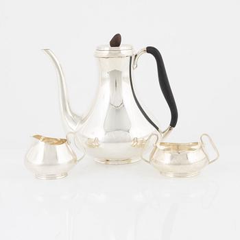 Svend Toxvaerd, kaffeservis, tre delar, sterlingsilver, Danmark, omkring 1900-talets mitt.
