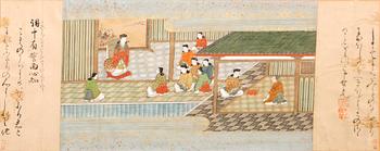 Akvarell och tusch på papper, Japan, Kyoto, 1800-tal.