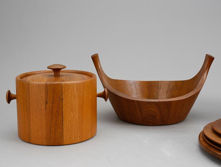 PARTI SERVERINGSDELAR, teak, 9 delar, Danmark och Sverige, 1900-talets andra hälft.