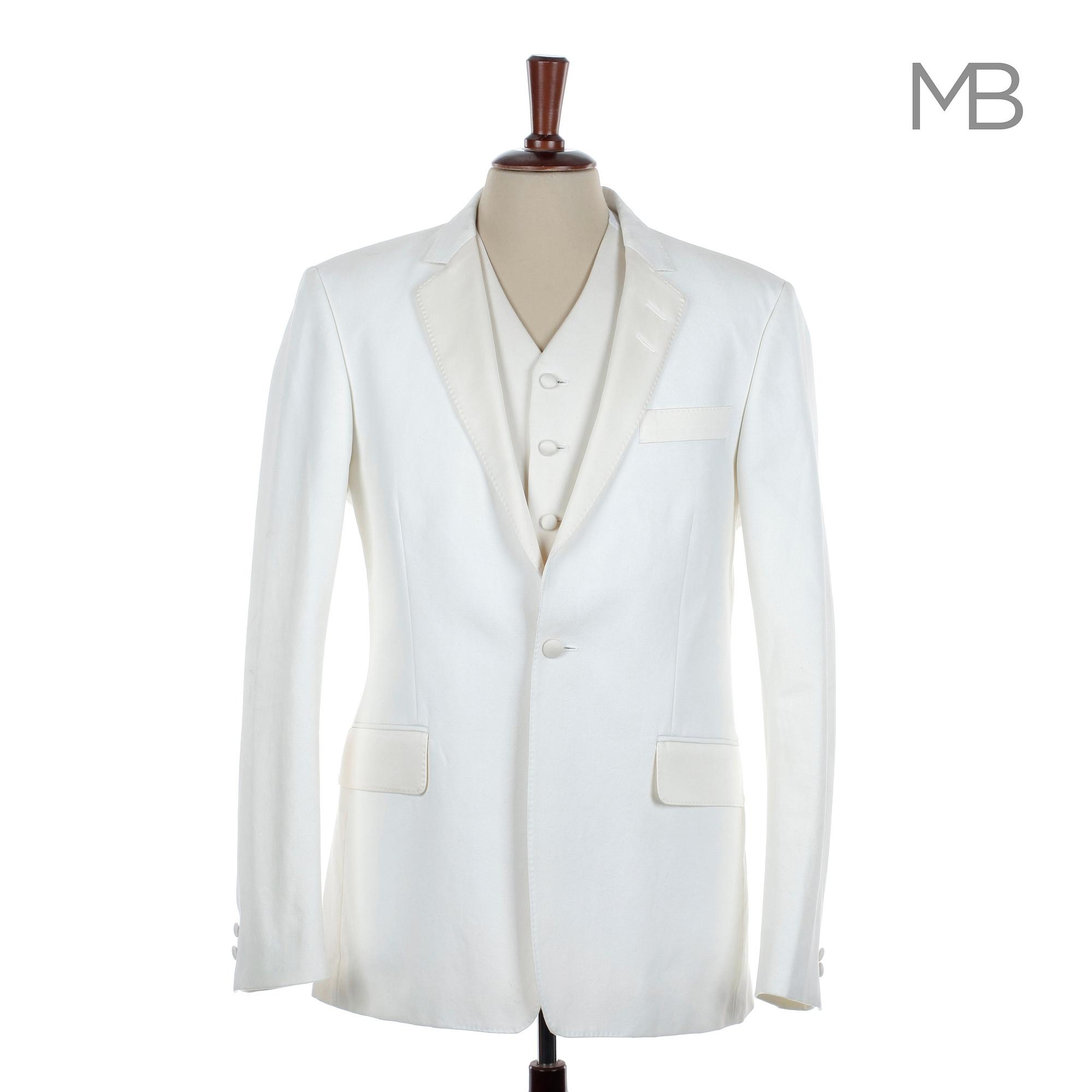 TIGER OF SWEDEN, awhite cotton and silk men´s evening jacket and vest, size 50.