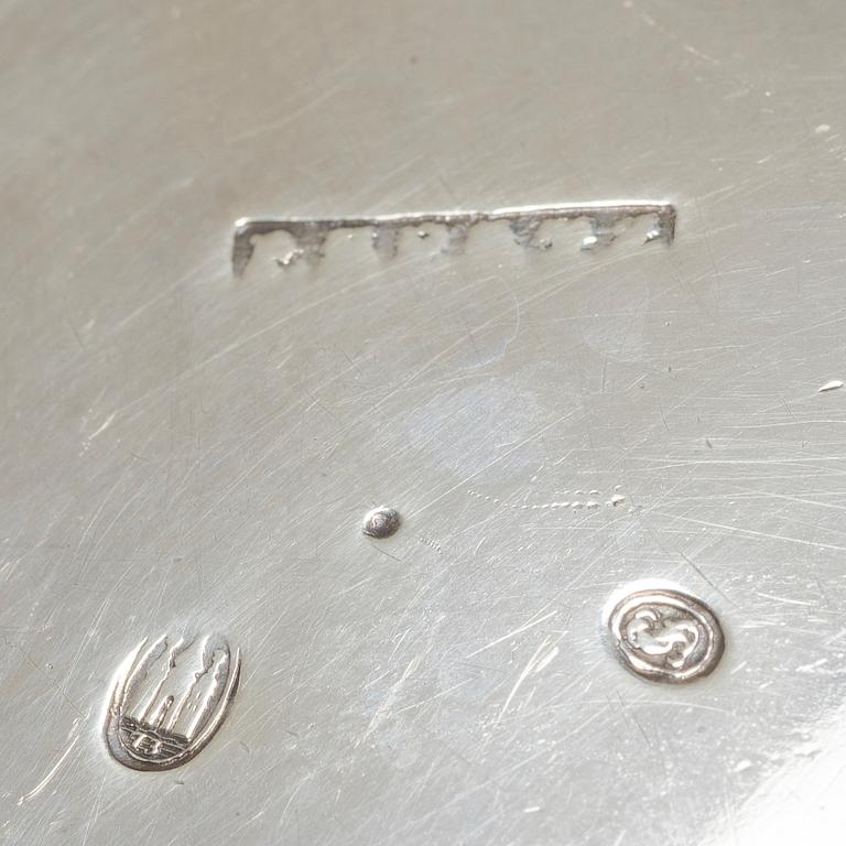 A Danish silver sugar bowl and cream jug.