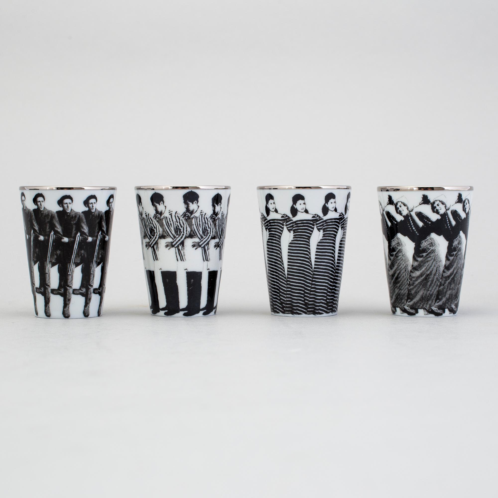 ÅSA LINDSTRÖM, snapsglas,4 st, porslin, Rörstrand, 2000-tal.