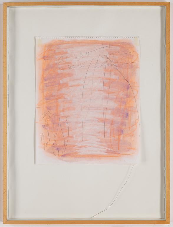 EDDIE FIGGE, pastel and assemblage, signed and dated 1998.