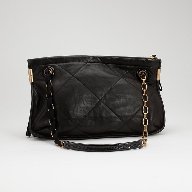 LANVIN, a black leather shoulder bag.